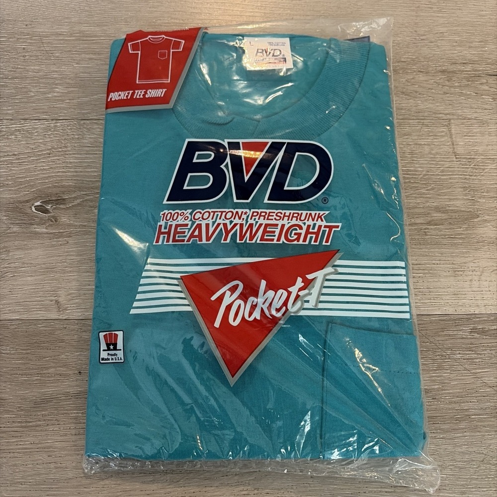 Vintage BVD Pocket T Shirt Men's Large Teal 1985/ 1992